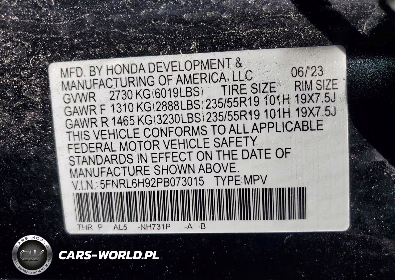 2023 Honda 1100 VIN:5FNRL6H92PB073015 - 14