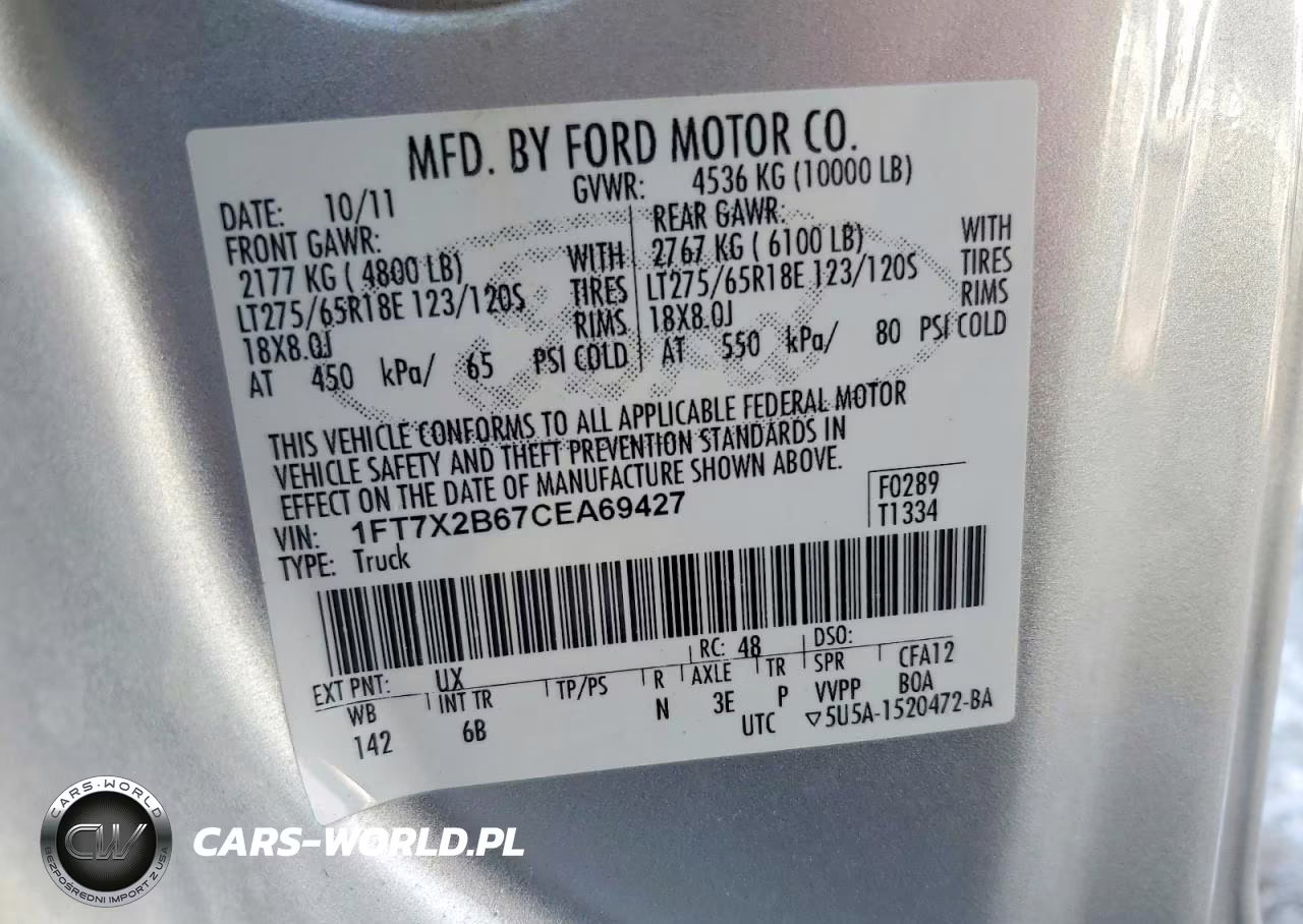 2012 Ford F250 Super Duty VIN:1FT7X2B67CEA69427 - 12