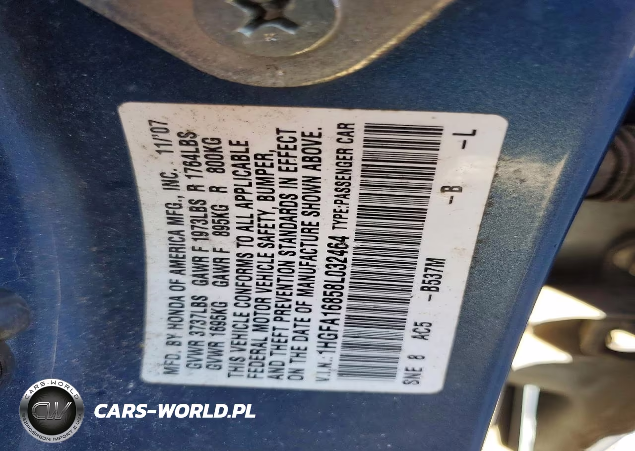 2008 Honda Civic Ex VIN:1HGFA16858L032464 - 12