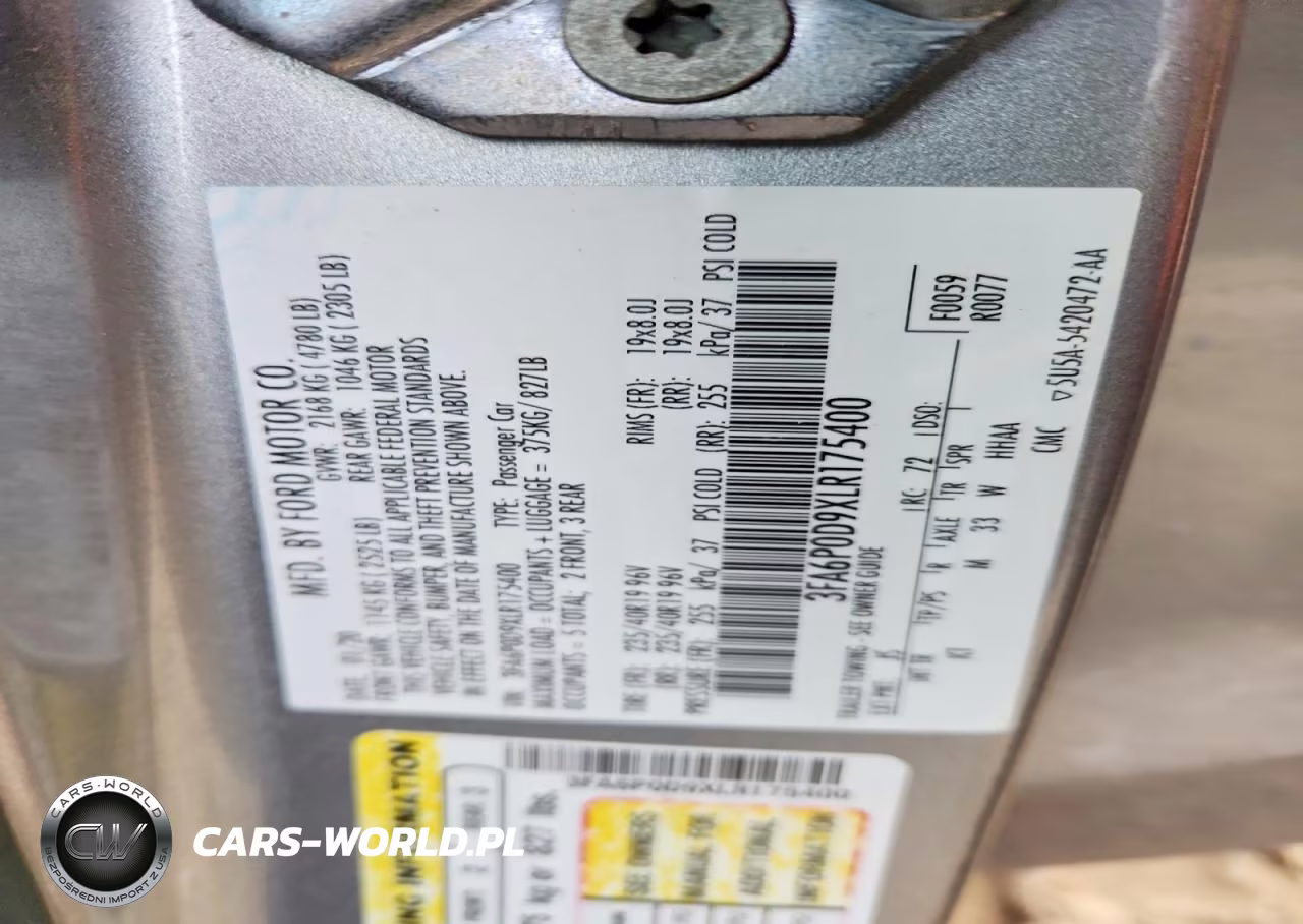 2020 Ford Fusion Titanium VIN:3FA6P0D9XLR175400 - 12