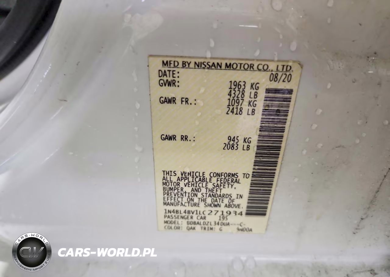 2020 Nissan Altima 2.5 S VIN:1N4BL4BV1LC271934 - 12