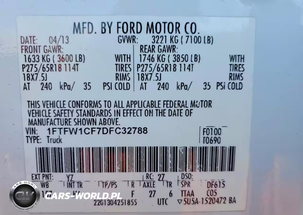 2013 Ford F150 Supercrew VIN:1FTFW1CF7DFC32788 - 12