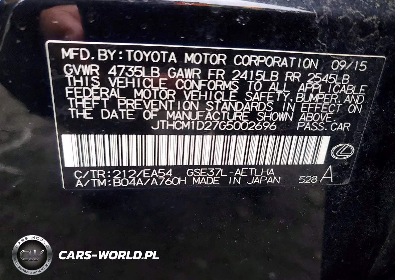 2016 Lexus Is 300 Base VIN:JTHCM1D27G5002696 - 12