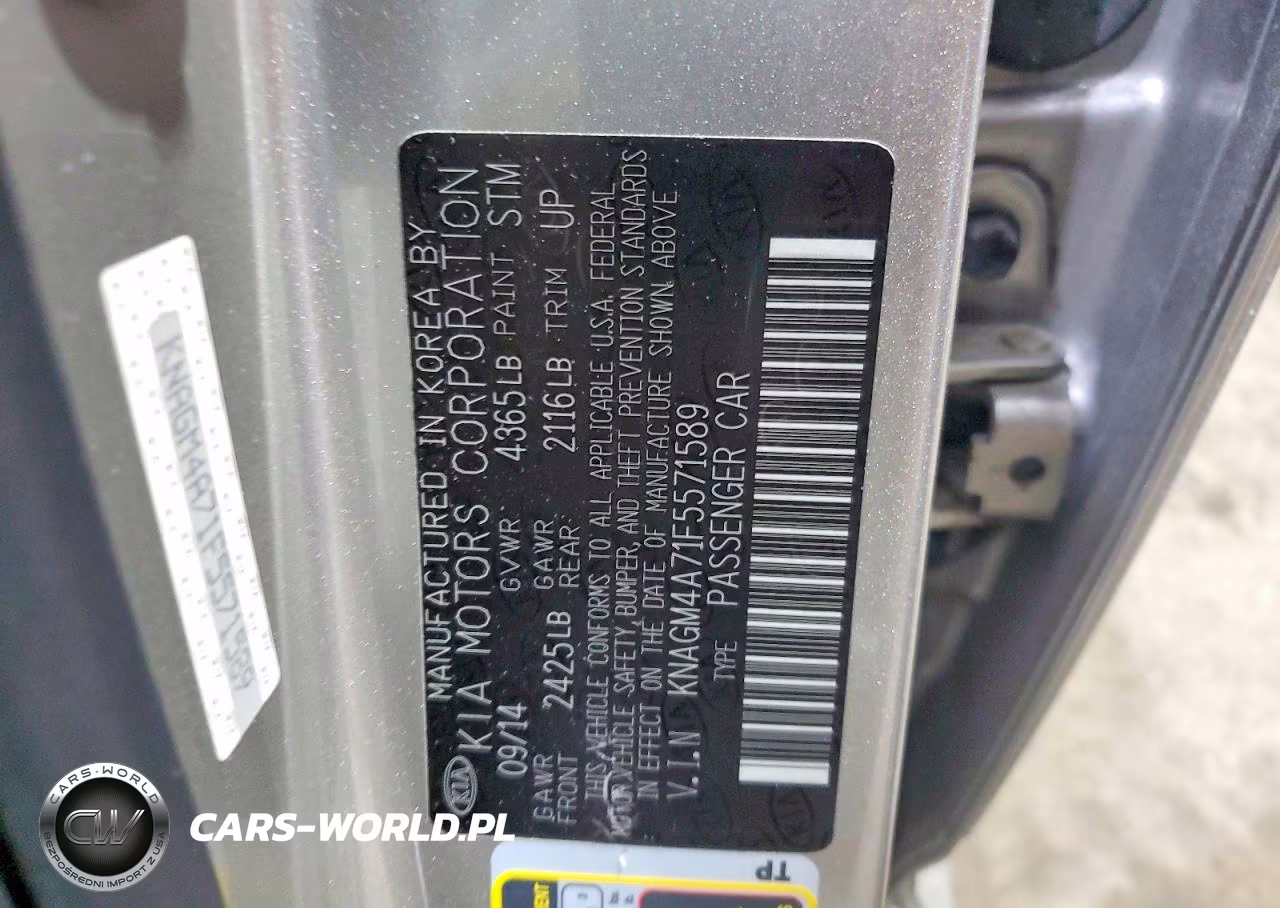 2015 Kia Optima Lx VIN:KNAGM4A71F5571589 - 13