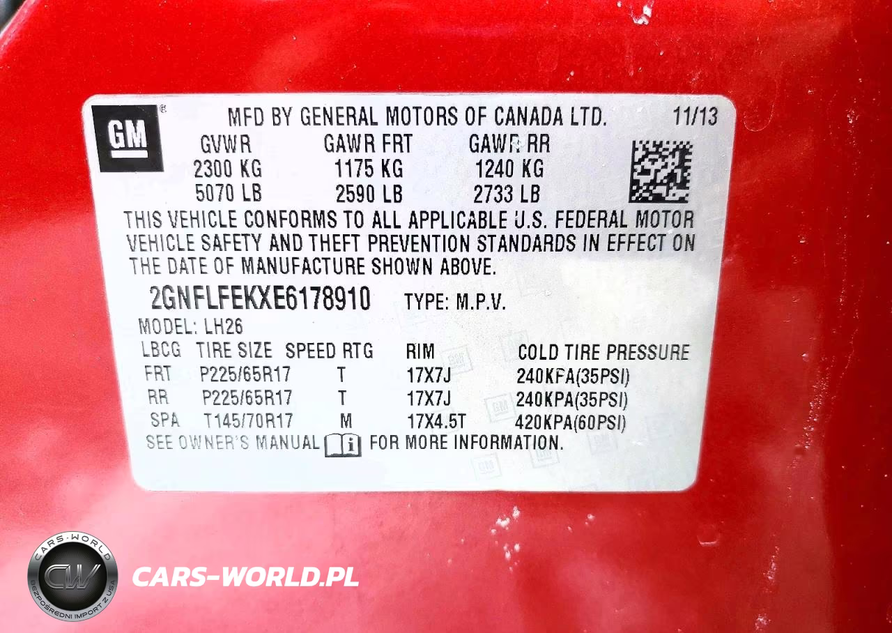 2014 Chevrolet Equinox Lt VIN:2GNFLFEKXE6178910 - 13
