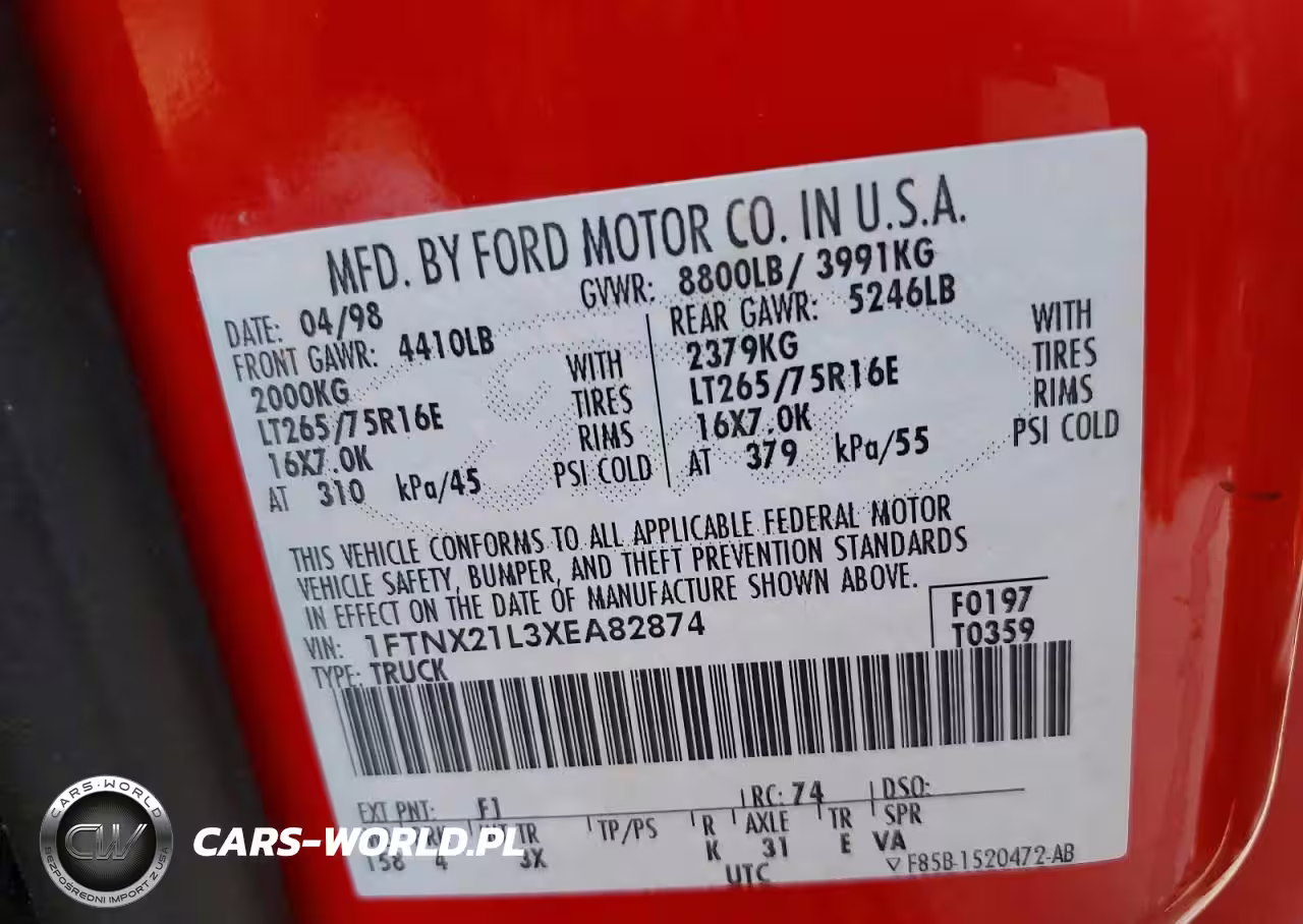 1999 Ford F250 Super Duty VIN:1FTNX21L3XEA82874 - 13