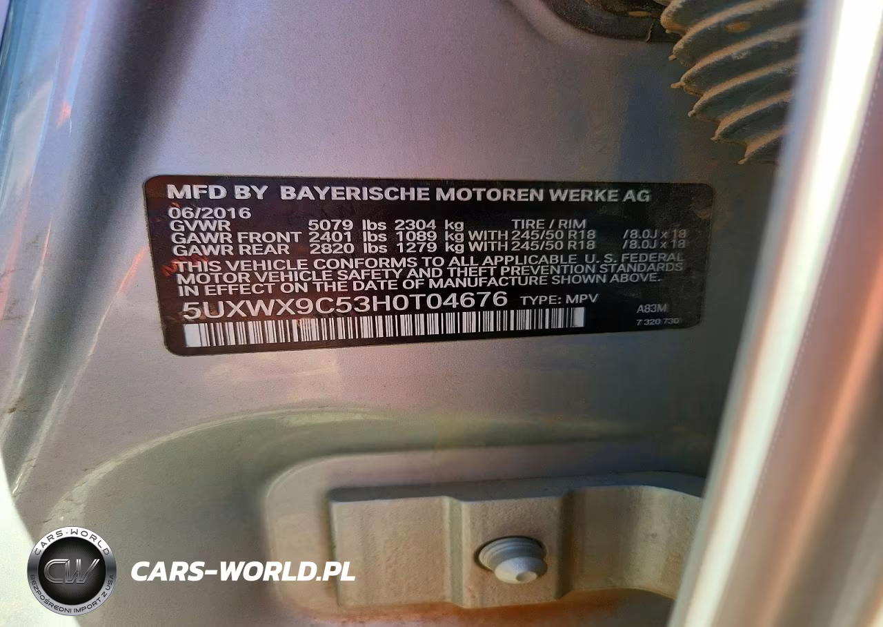 2017 BMW X3 xDrive28I VIN:5UXWX9C53H0T04676 - 13