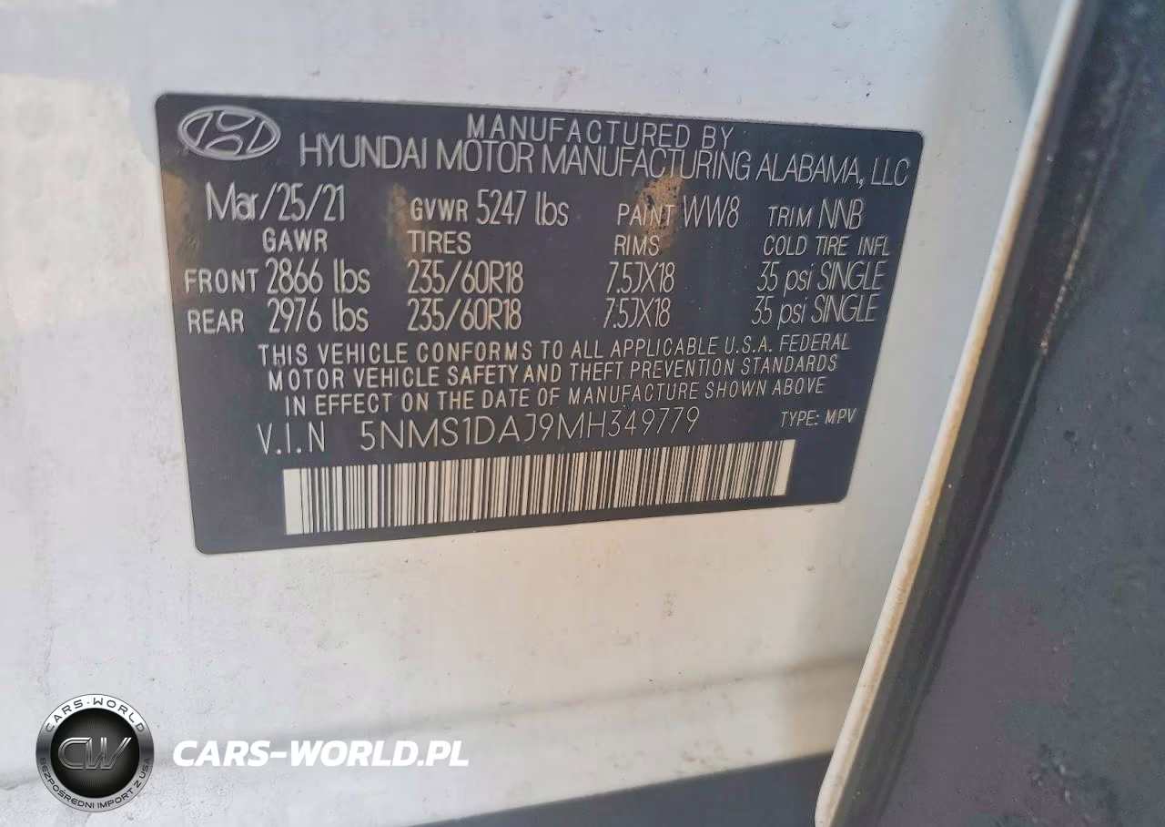 2021 Hyundai Santa Fe Se VIN:5NMS1DAJ9MH349779 - 12