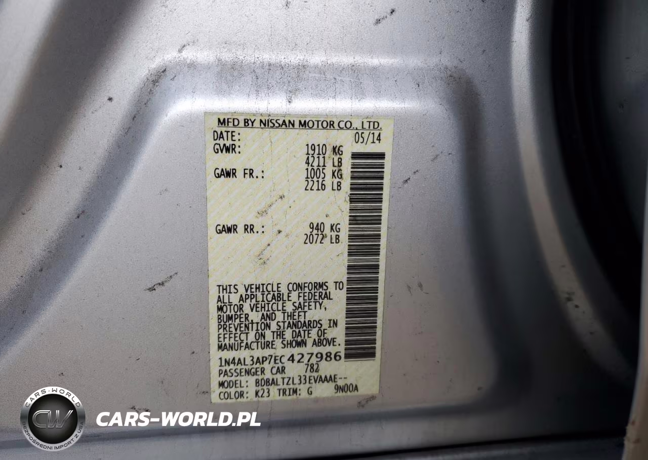 2014 Nissan Altima 2.5 VIN:1N4AL3AP7EC427986 - 12