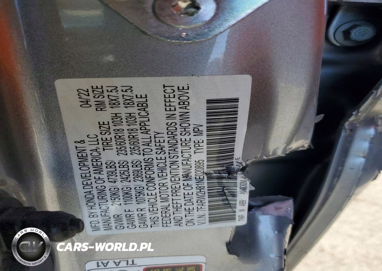 2022 Honda Cr-V Exl VIN:7FARW2H81NE020895 - 13