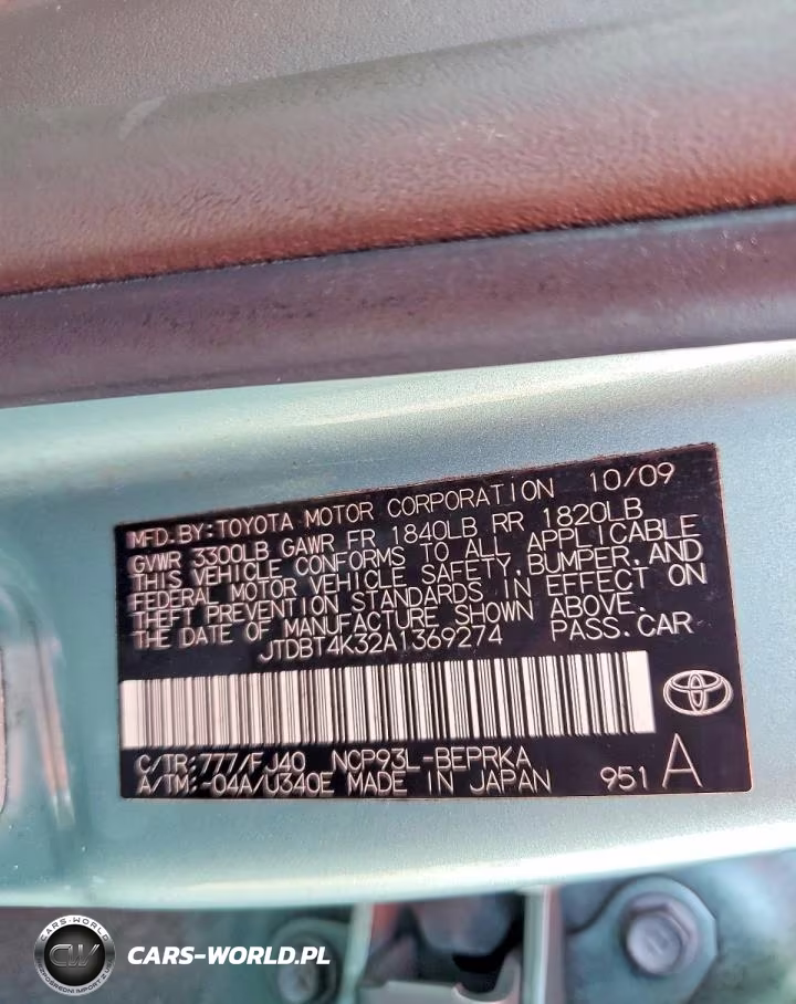 2010 Toyota Yaris VIN:JTDBT4K32A1369274 - 12