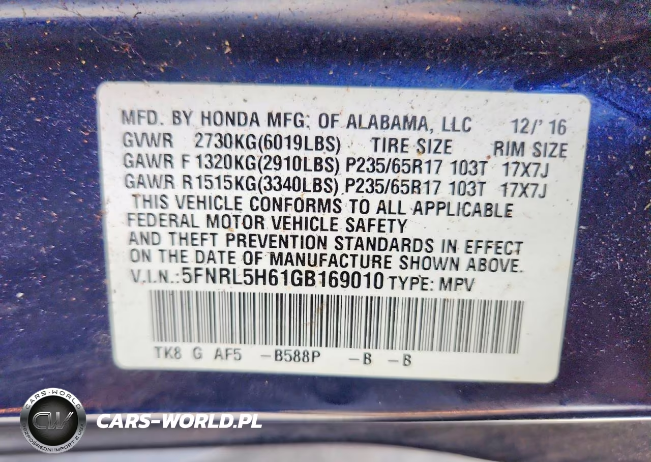 2016 Honda Odyssey Exl VIN:5FNRL5H61GB169010 - 13