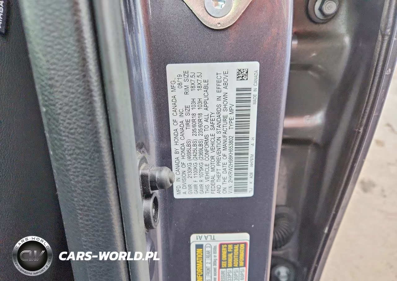 2019 Honda Cr-V Touring VIN:2HKRW2H98KH653802 - 13