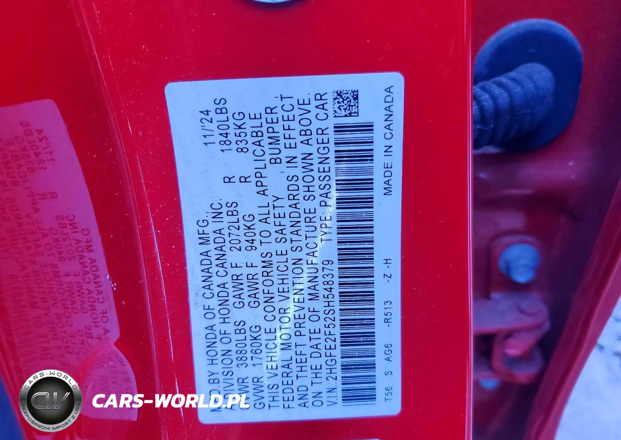2025 Honda Civic Sport VIN:2HGFE2F52SH548379 - 13