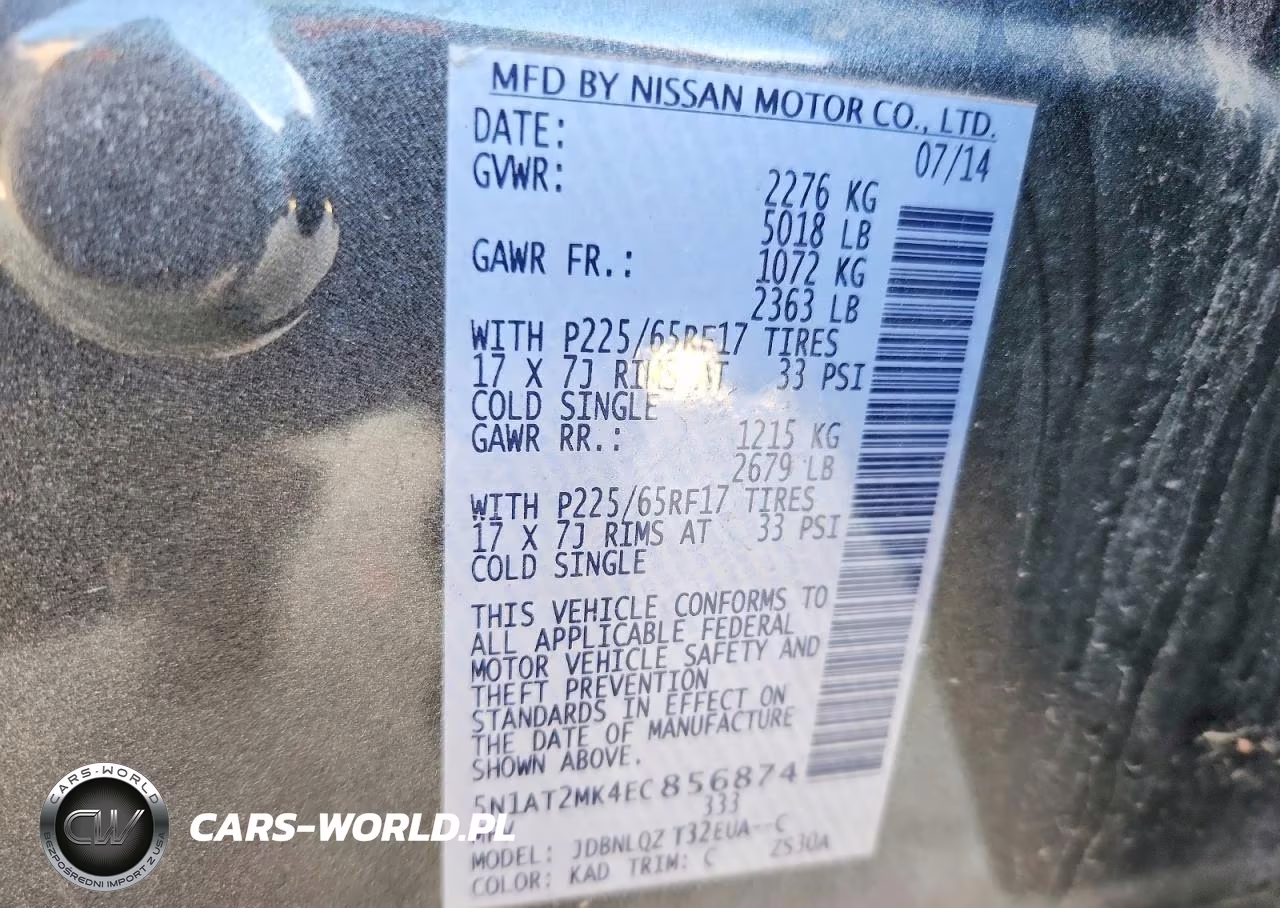 2014 Niss Rogue Sv VIN:5N1AT2MK4EC856874 - 12