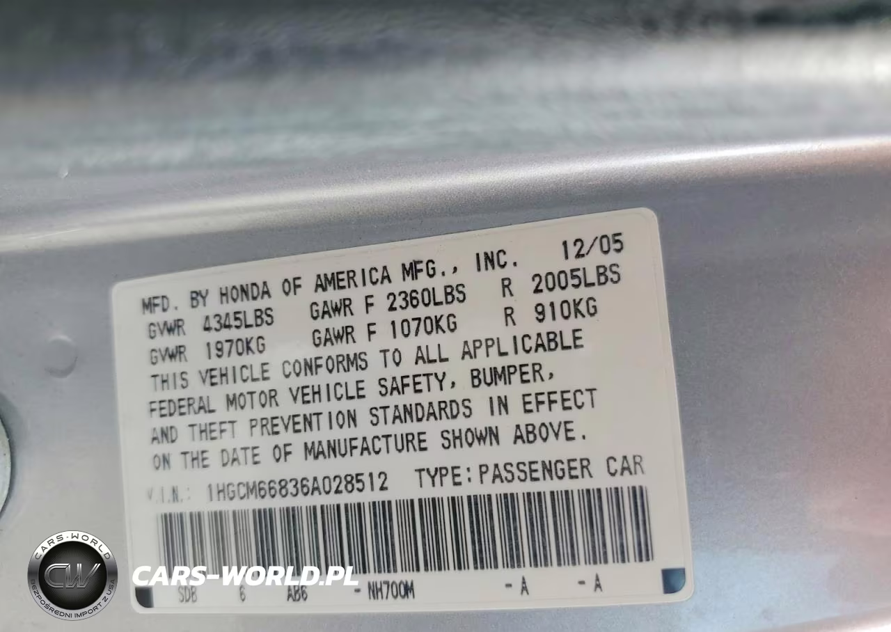 2006 Honda Accord Ex VIN:1HGCM66836A028512 - 12