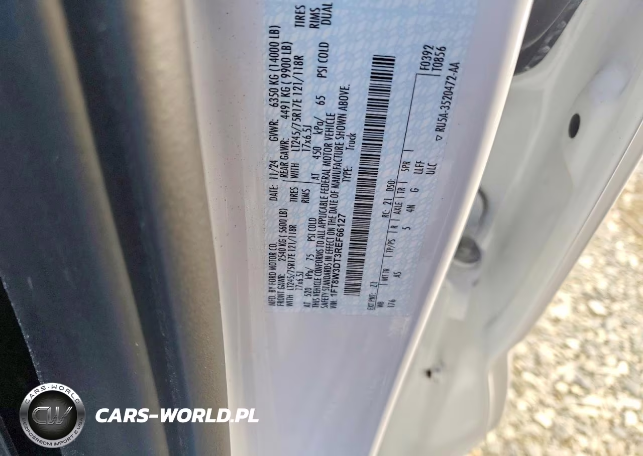 2024 Ford F350 Super Duty VIN:1FT8W3DT3REF66127 - 10