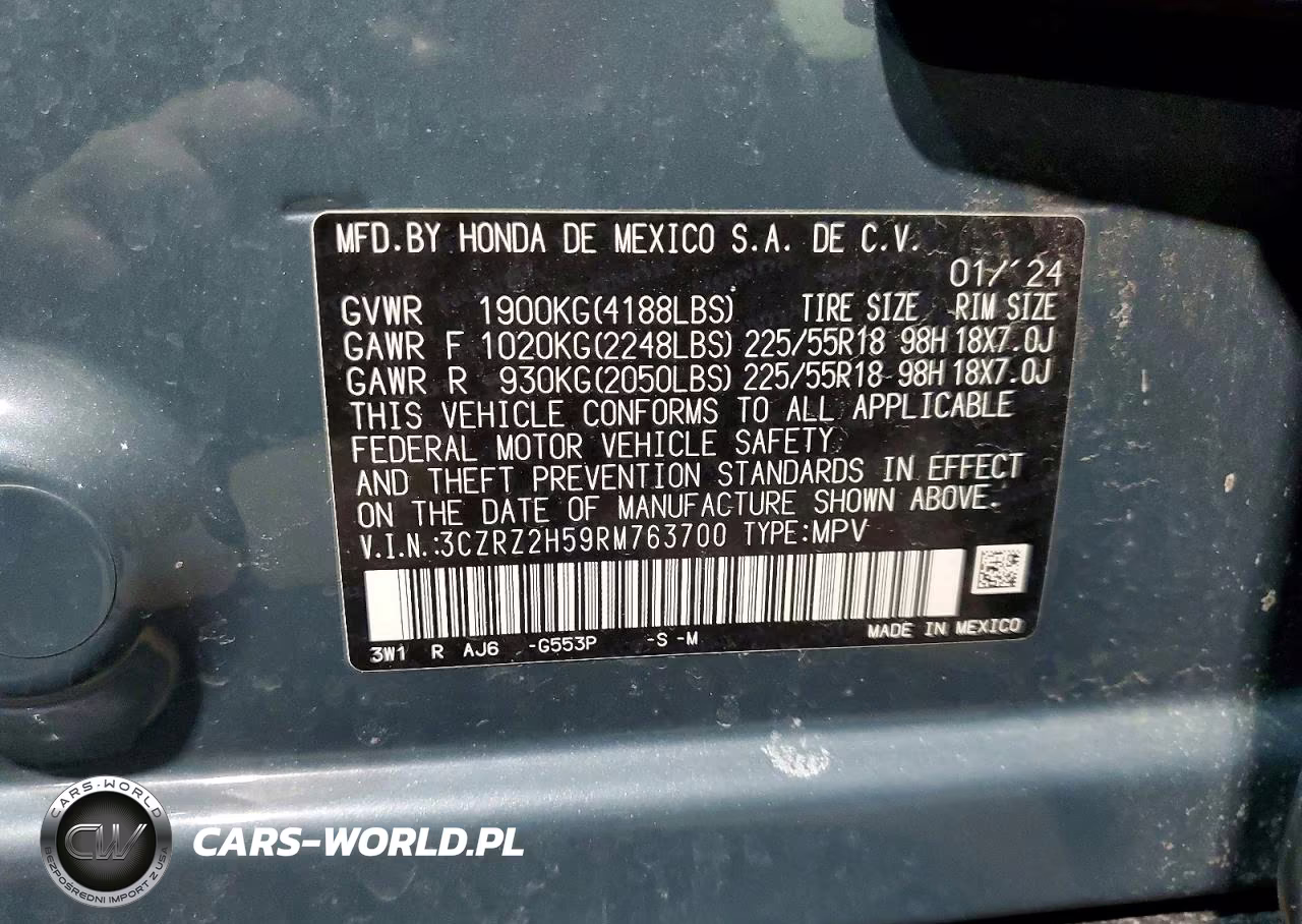 2024 Honda Hr-V Sport VIN:3CZRZ2H59RM763700 - 14