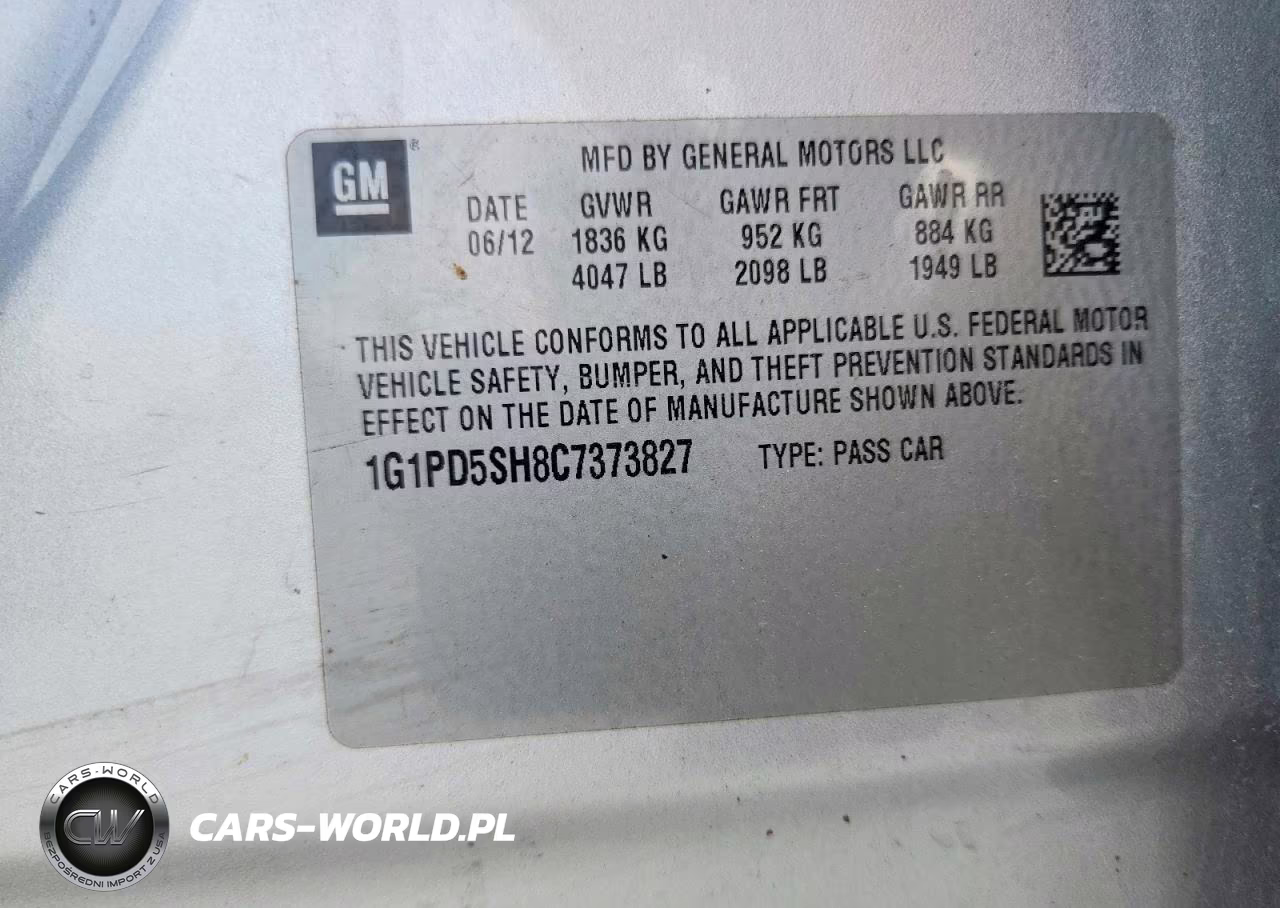 2012 Chevrolet Cruze Ls VIN:1G1PD5SH8C7373827 - 13
