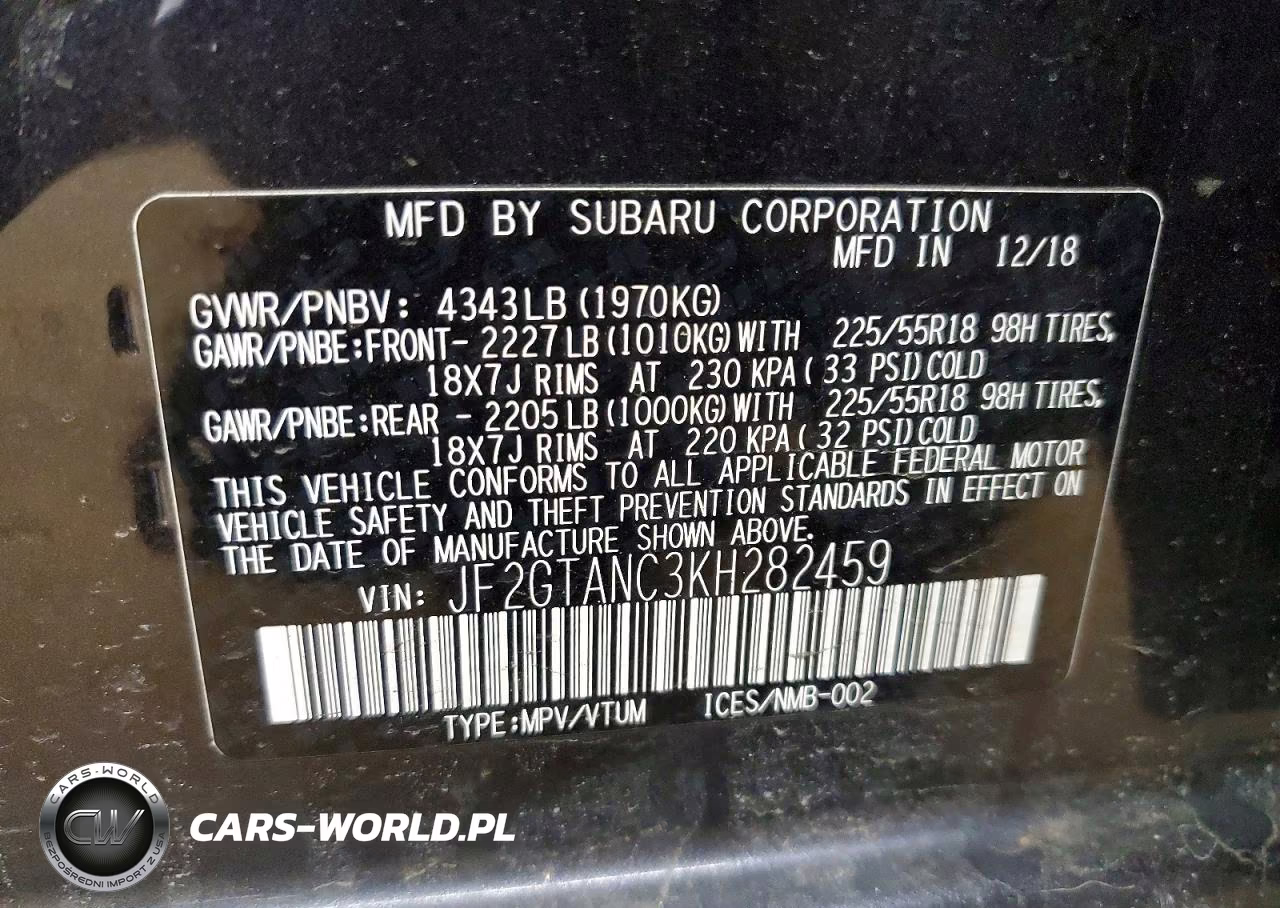 2019 Subaru Crosstrek Limited VIN:JF2GTANC3KH282459 - 13