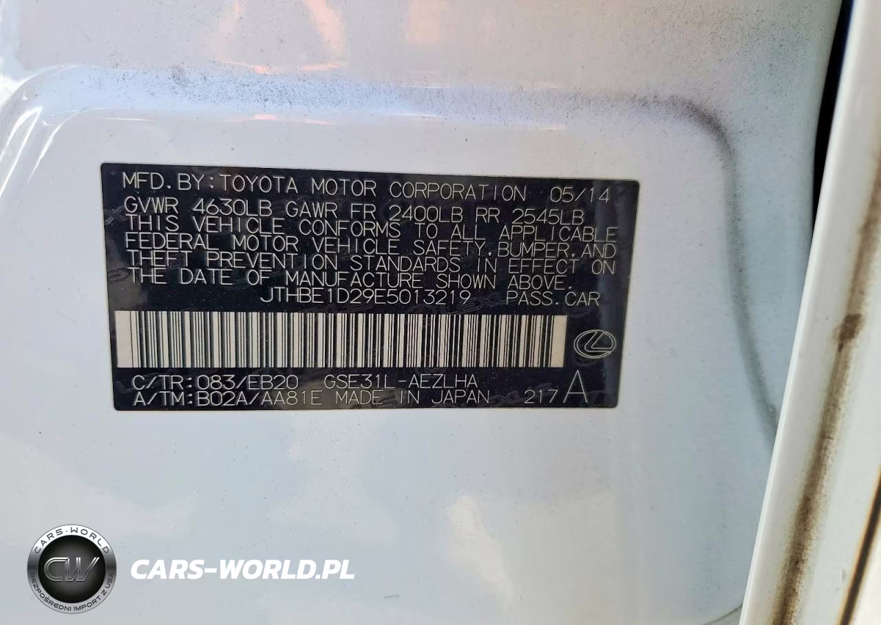 2014 Lexus Is 350 VIN:JTHBE1D29E5013219 - 12