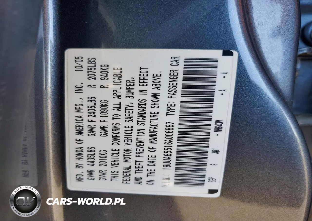 2006 Acura 3.2Tl VIN:19UUA65516A006867 - 12