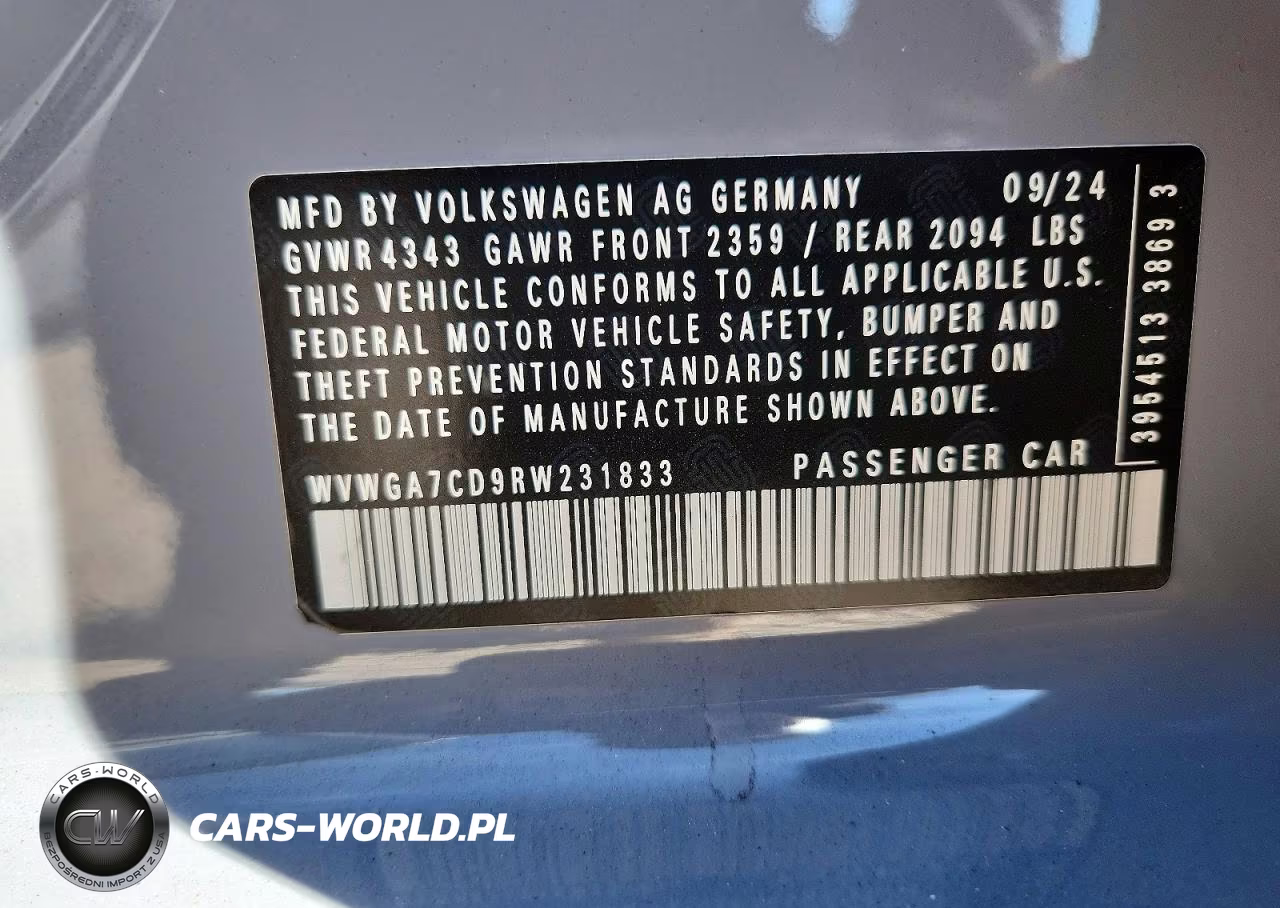 2024 Volkswagen Gti S VIN:WVWGA7CD9RW231833 - 12