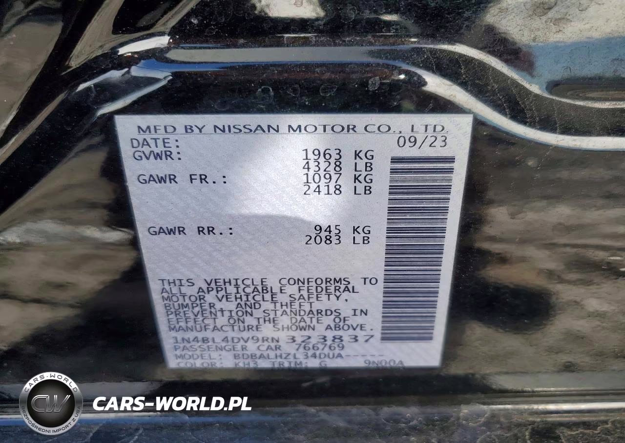 2024 Nissan Altima Sv VIN:1N4BL4DV9RN323837 - 13