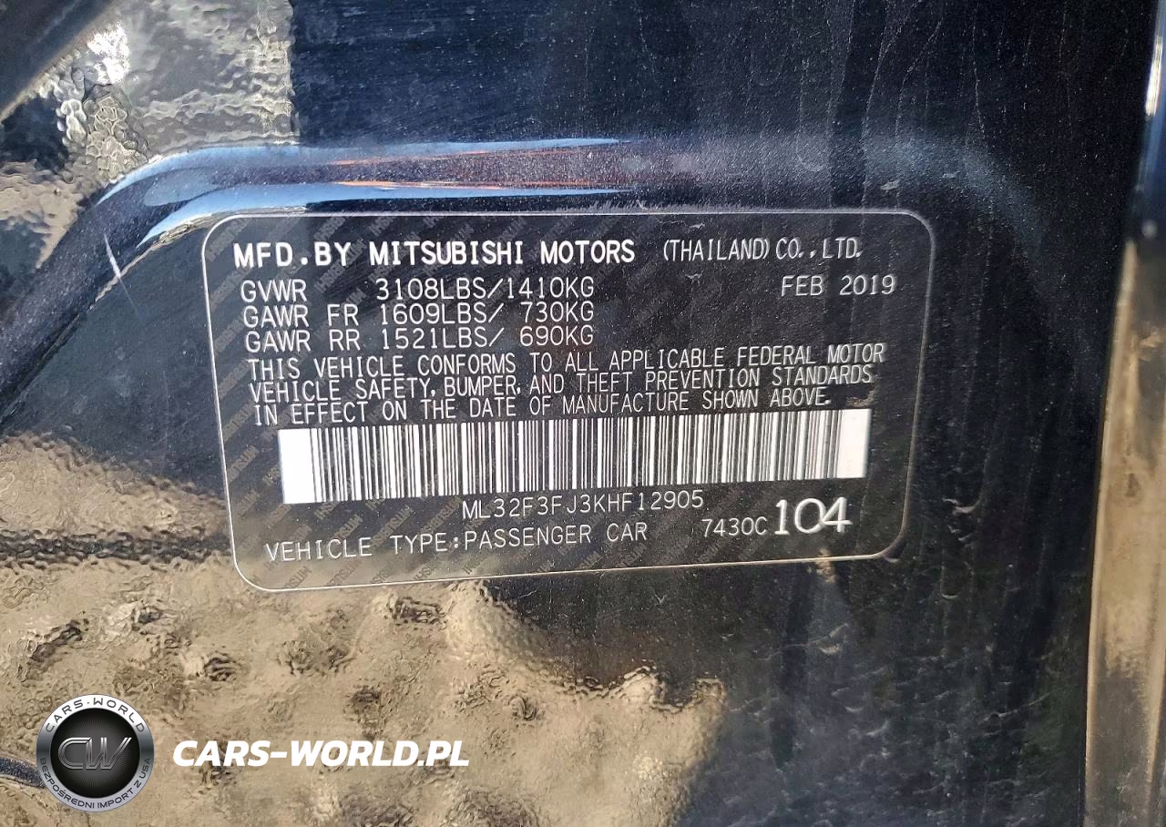 2019 Mitsubishi Mirage G4 Es VIN:ML32F3FJ3KHF12905 - 13