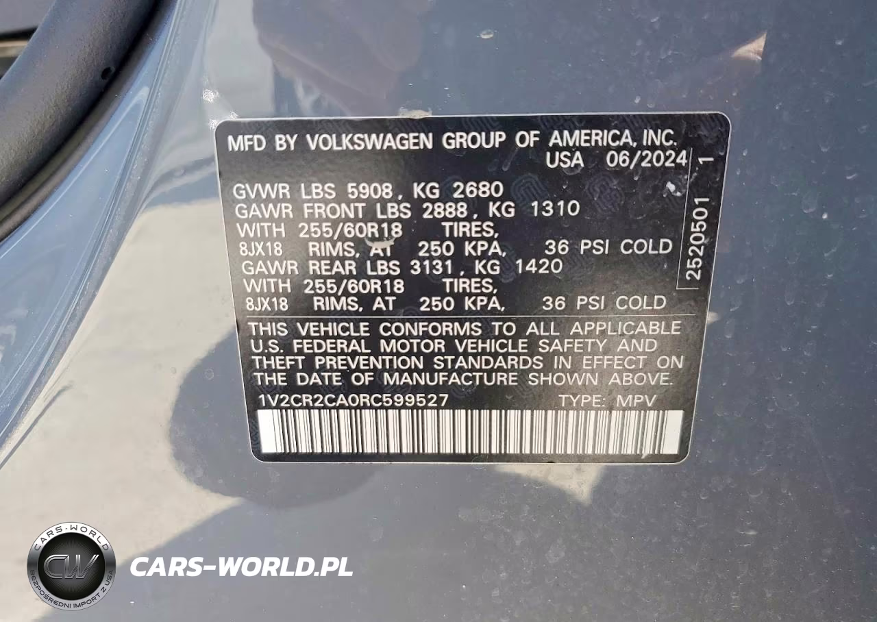 2024 Volkswagen Atlas Peak Edition Se VIN:1V2CR2CA0RC599527 - 13