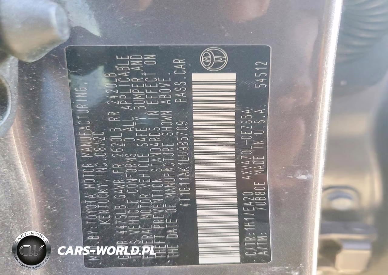 2020 Toyota Camry Se VIN:4T1G11AK1LU985709 - 12