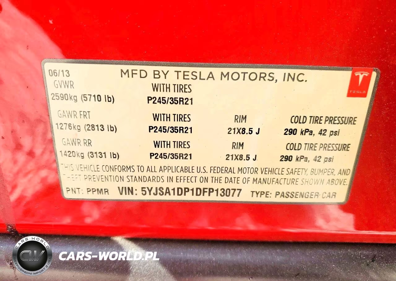2013 Tesla Model S VIN:5YJSA1DP1DFP13077 - 13