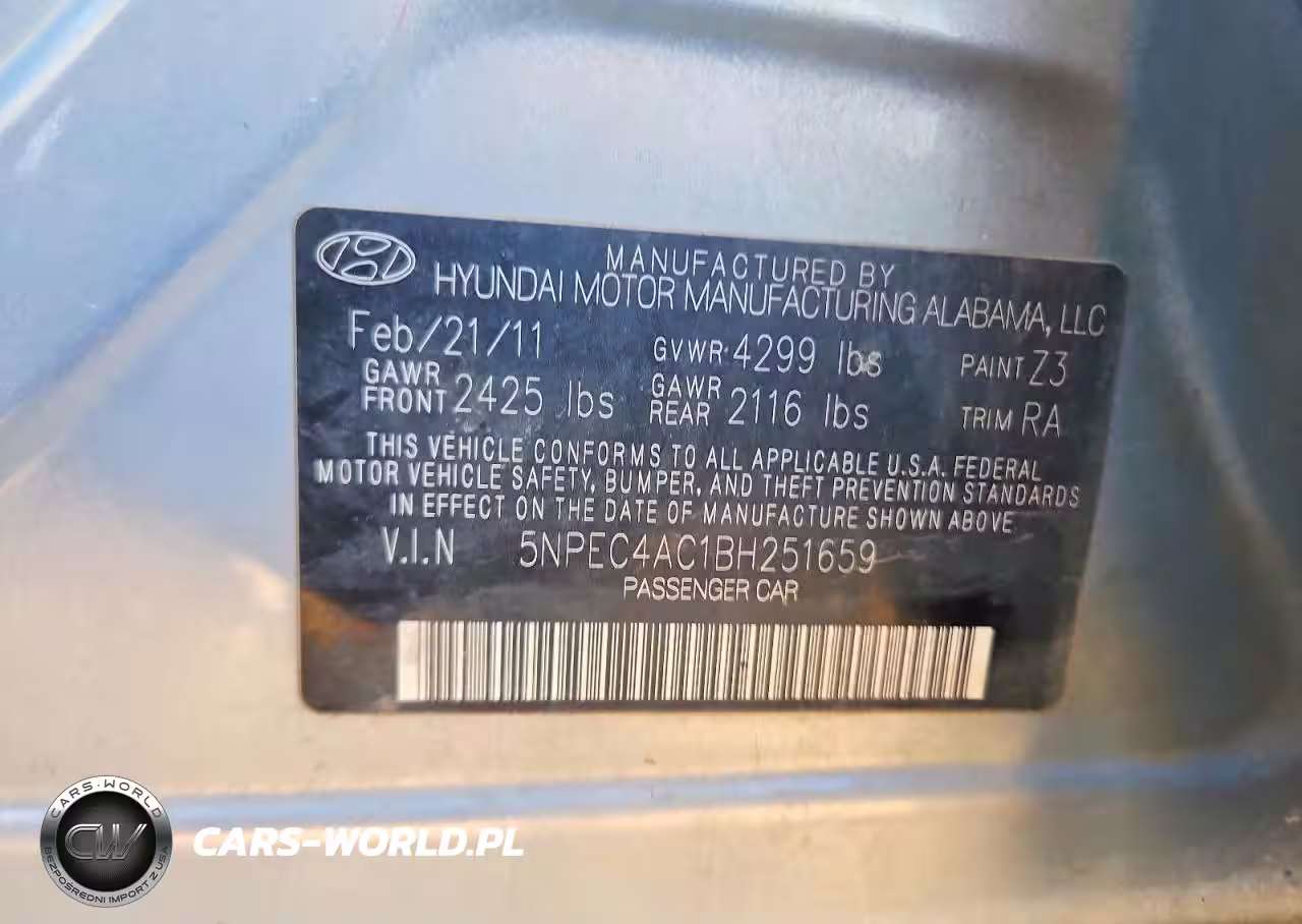 2011 Hyundai Sonata Se VIN:5NPEC4AC1BH251659 - 12