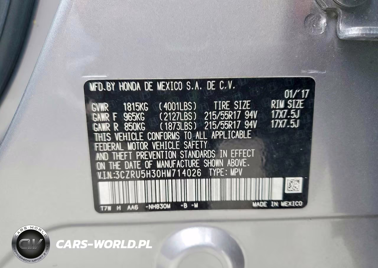 2017 Honda Hr-V Lx VIN:3CZRU5H30HM714026 - 13