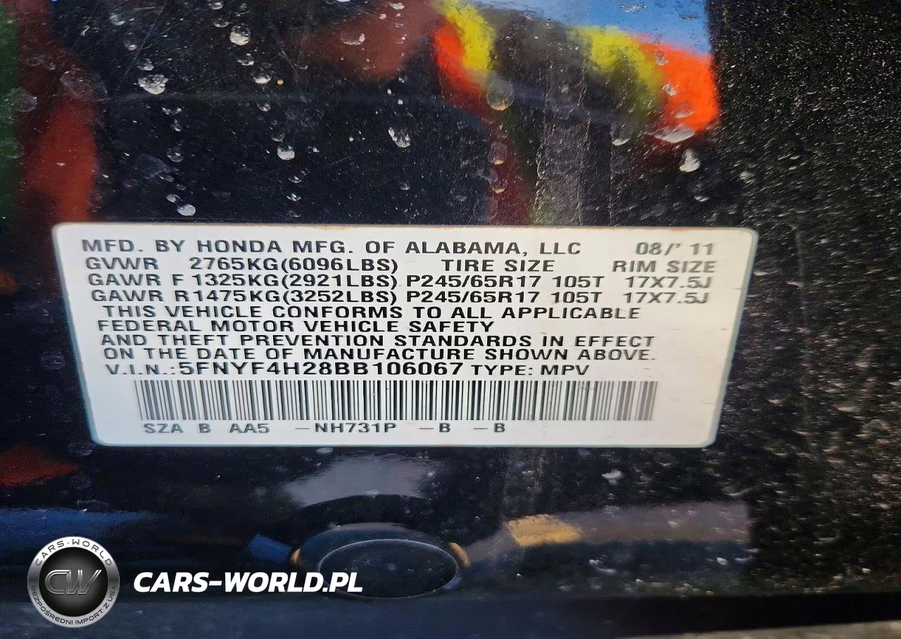 2011 Honda Pilot Lx VIN:5FNYF4H28BB106067 - 13