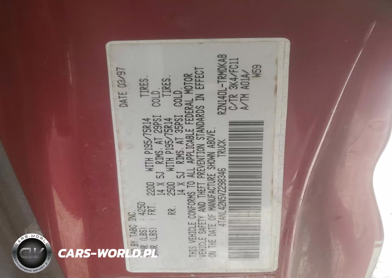 1997 Toyota Tacoma Base VIN:4TANL42N5VZ298346 - 12