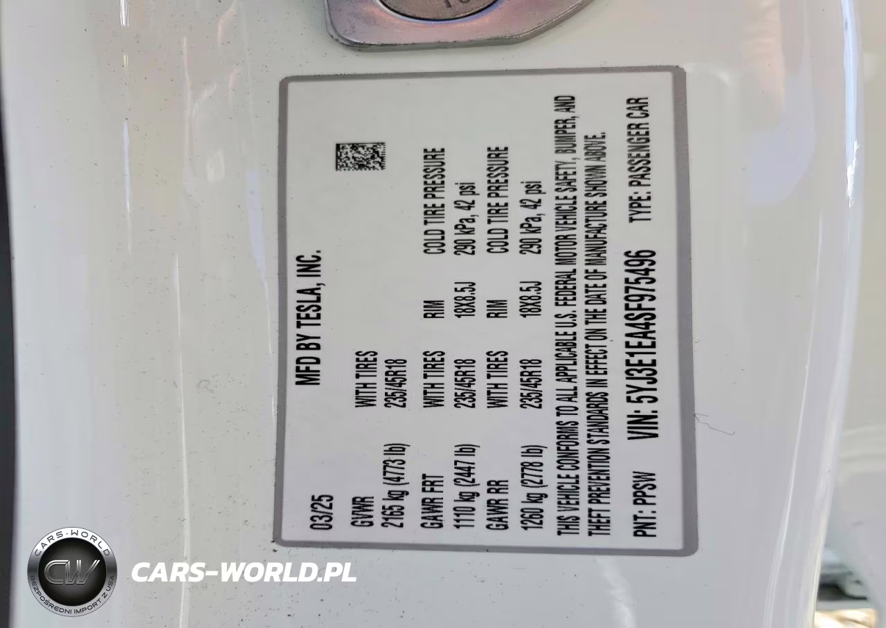 2025 Tesla Model 3 VIN:5YJ3E1EA4SF975496 - 12