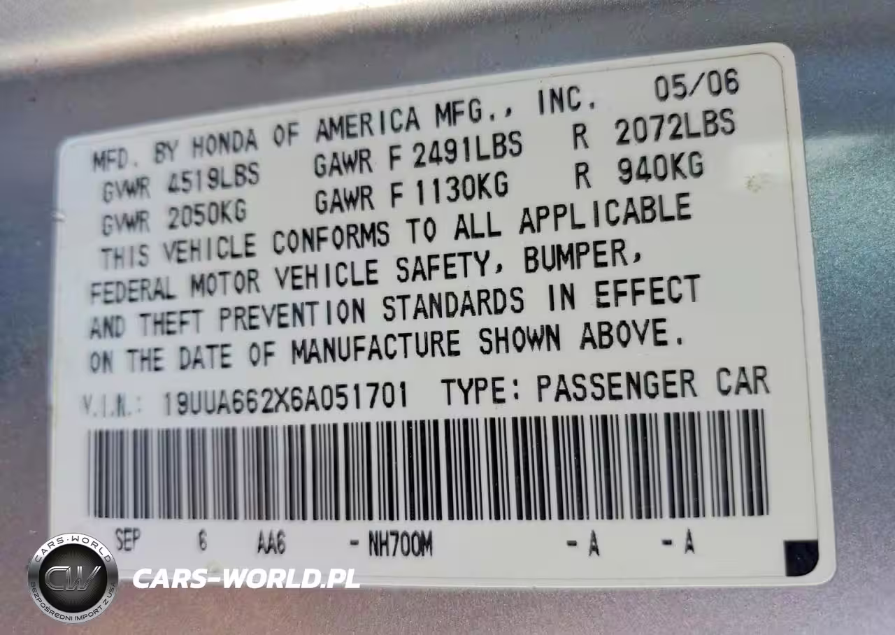 2006 Acura 3.2Tl VIN:19UUA662X6A051701 - 12