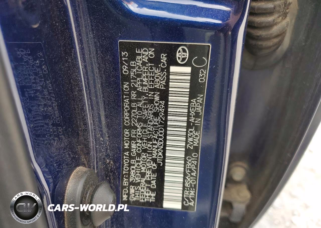 2013 Toyota Prius Two VIN:JTDKN3DU0D1729494 - 12