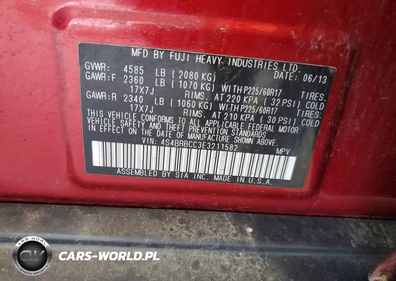 2014 Subaru Outback 2.5I Premium VIN:4S4BRBCC3E3211582 - 13
