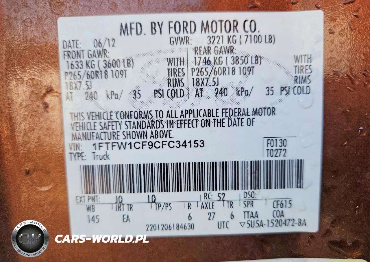 2012 Ford F150 Supercrew VIN:1FTFW1CF9CFC34153 - 13