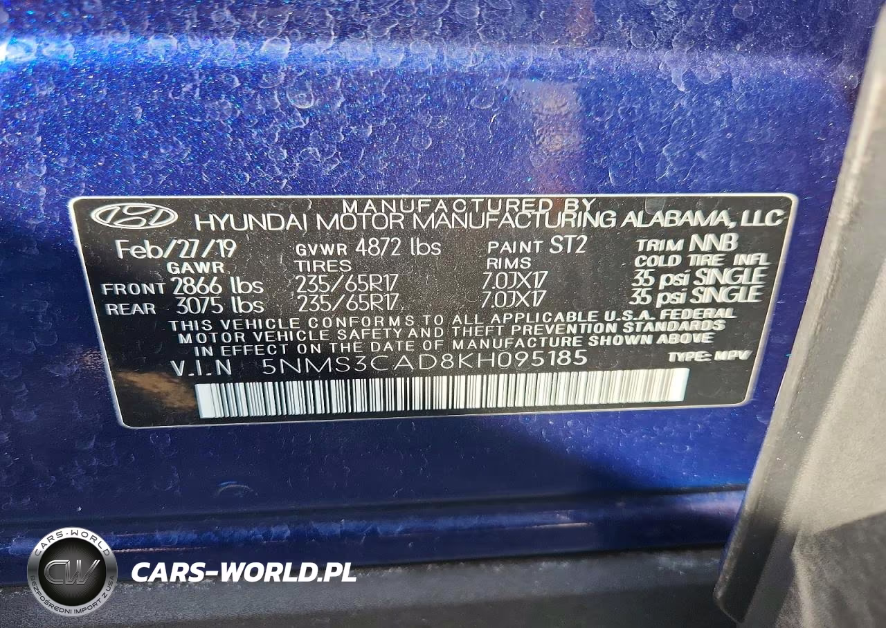 2019 Hyundai Santa Fe Sel 2.4L VIN:5NMS3CAD8KH095185 - 13