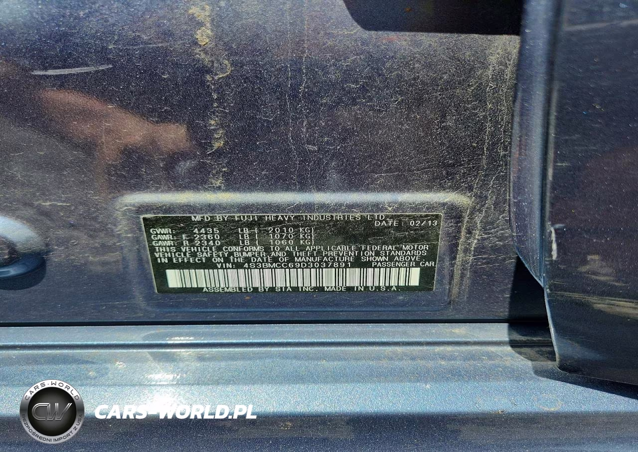 2013 Subaru Legacy 2.5I Premium VIN:4S3BMCC69D3037891 - 13