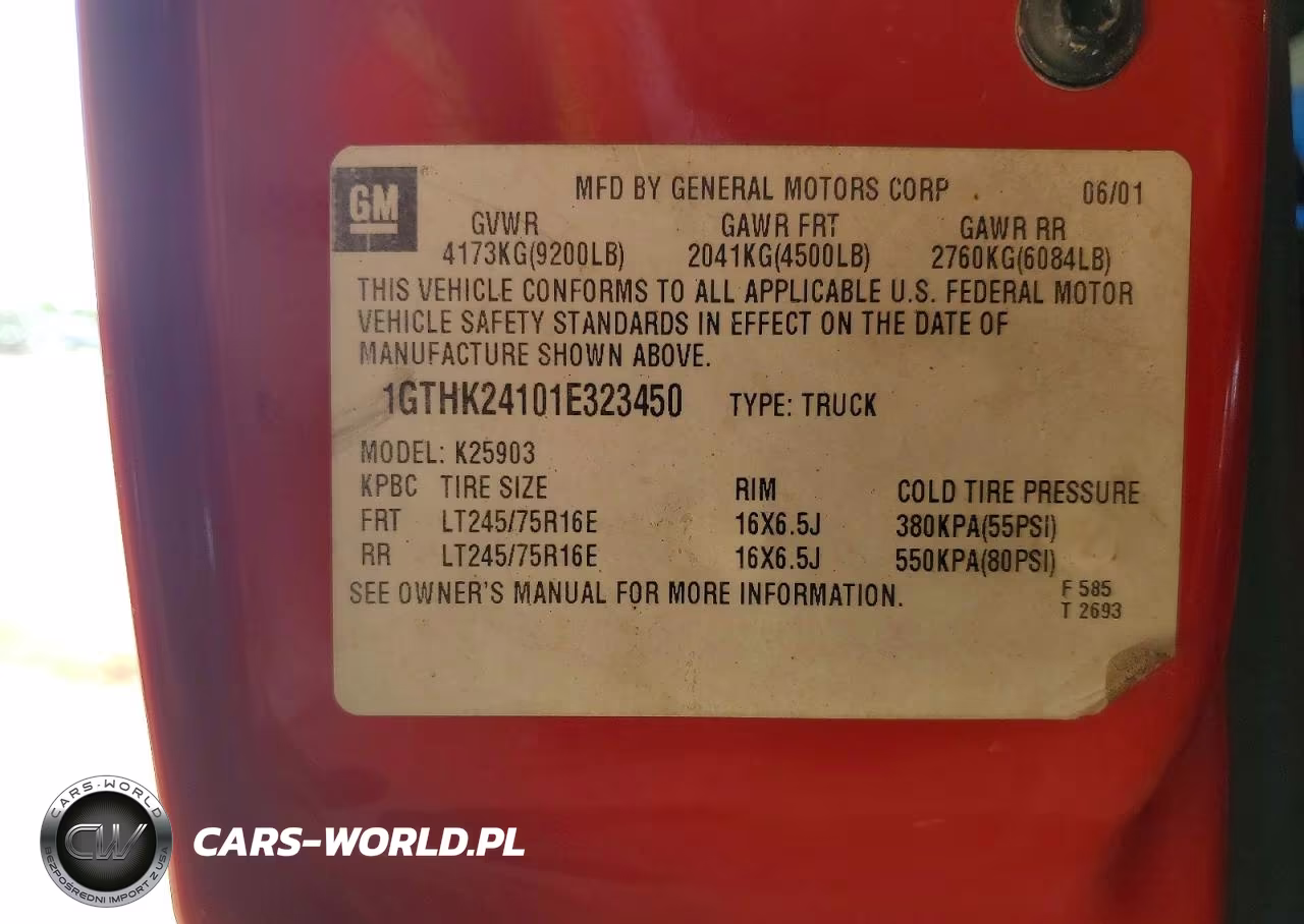 2001 GMC Sierra K2500 Heavy Duty VIN:1GTHK24101E323450 - 12