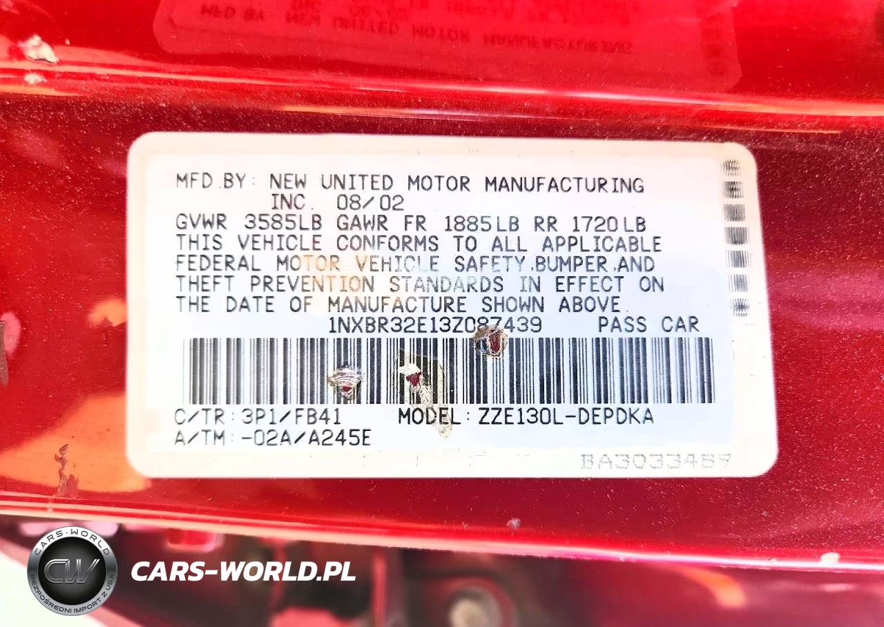 2003 Toyota Corolla Ce VIN:1NXBR32E13Z087439 - 12