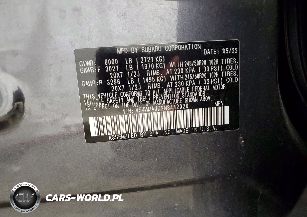 2022 Subaru Ascent Onyx Edition VIN:4S4WMAJD2N3442026 - 14