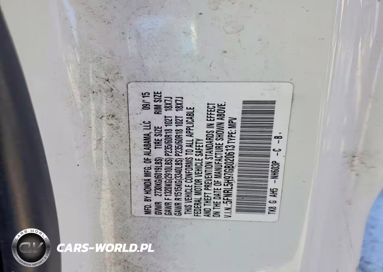 2016 Honda Odyssey Touring VIN:5FNRL5H97GB020613 - 13