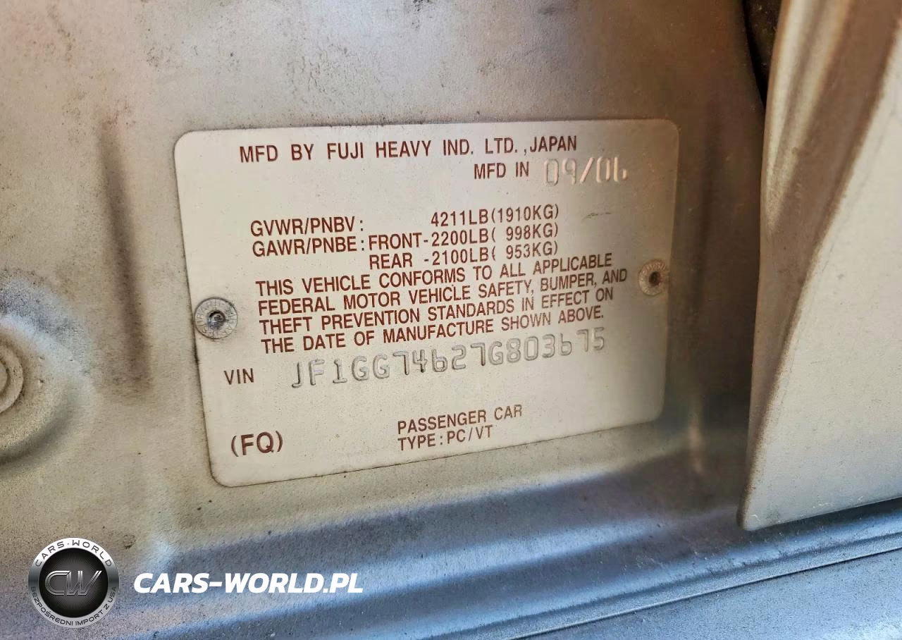 2007 Subaru Impreza Wrx VIN:JF1GG74627G803675 - 13