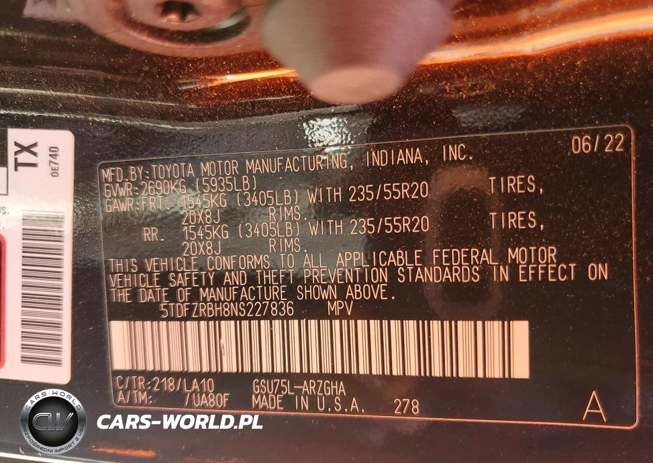 2022 Toyota Highlander Platinum VIN:5TDFZRBH8NS227836 - 13