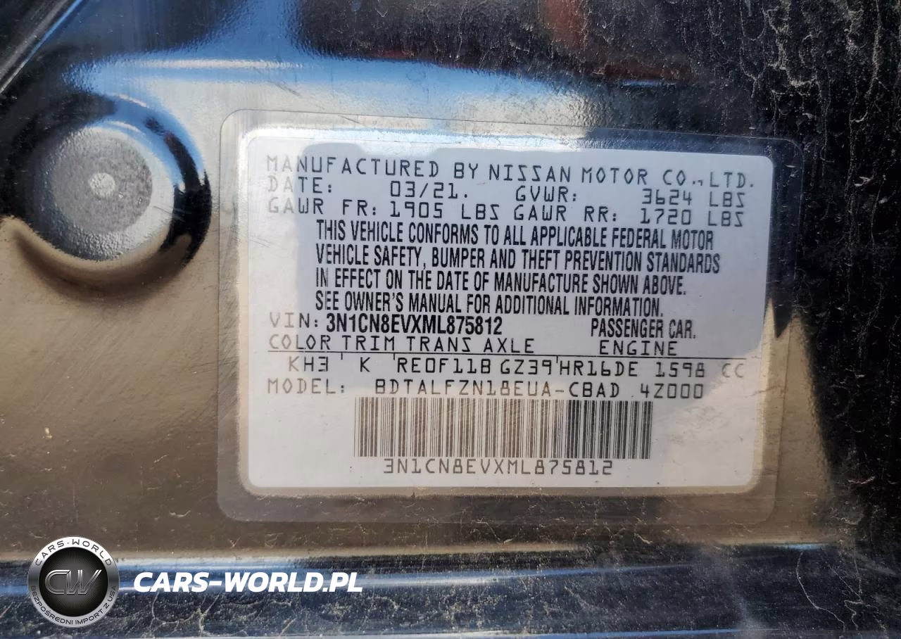 2021 Nissan Versa Sv VIN:3N1CN8EVXML875812 - 12